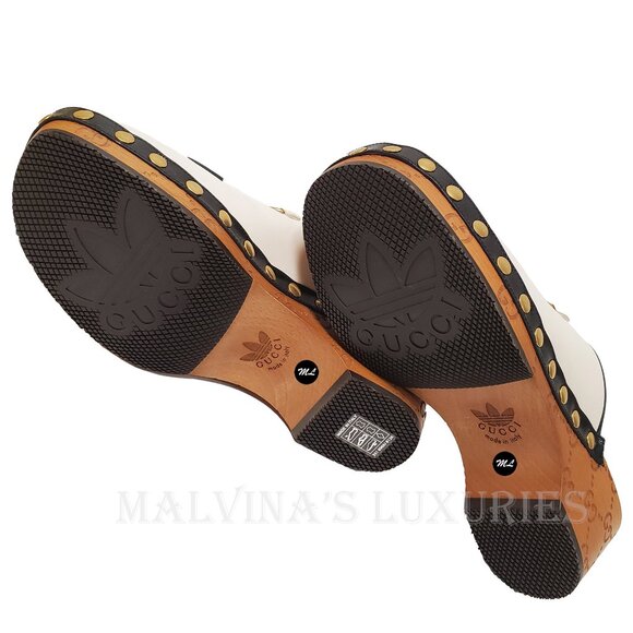 GUCCI SHOES ADIDAS X TREFOIL LEATHER HORSEBIT CLOG MULES sz 39 9 - Picture 13 of 16